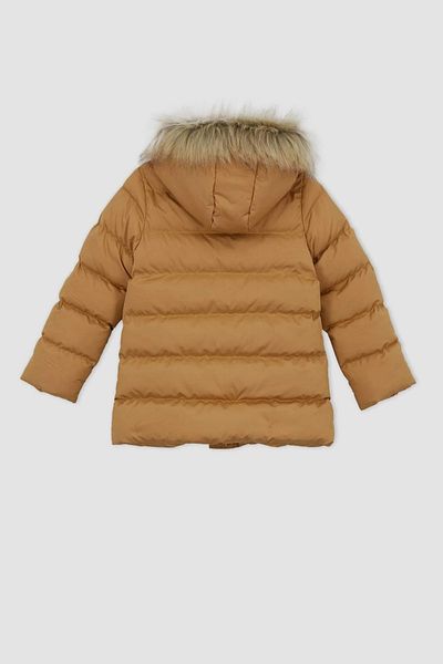 Zeyder Kids Palton de blană artificială cu glugă pentru fete