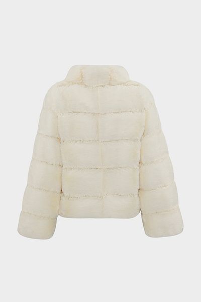 Açelya Okcu Premium Stand Collar Women's Rex Faux Fur Jacket