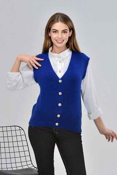 NOBLELOOK Women's V-Neck Buttoned Sweater