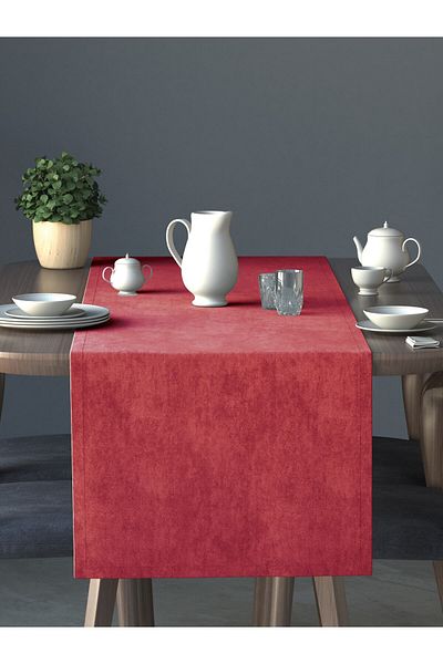 Perle Velvet Textured Red Color New Year Themed Runner Daily Series 40 X 140