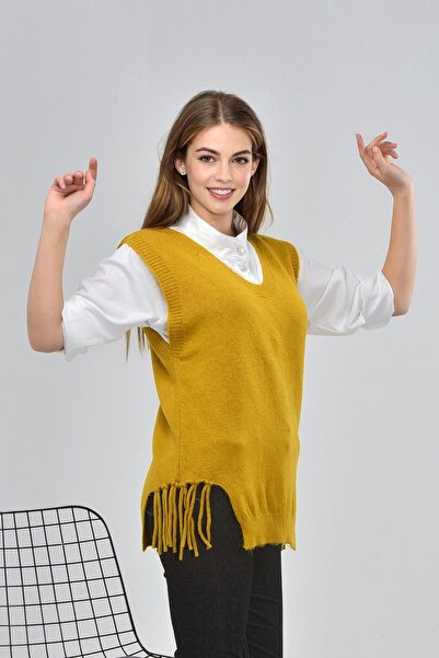 NYN TEKSTİL Women's V-Neck Knitwear Sweater