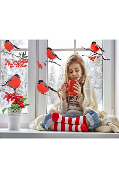 MAARS Yılbaşı Kış Kuşları 5 parça Cam Duvar Sticker