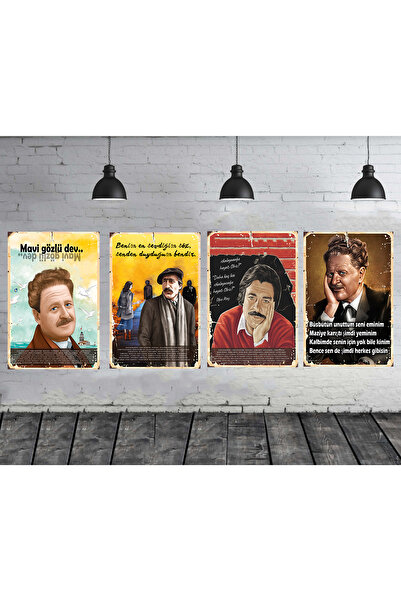 TAKIFİX Şairler Seti Nazım Hikmet Özdemir Asaf Oğuz Atay Seti 4 Adet 20x30 Cm...