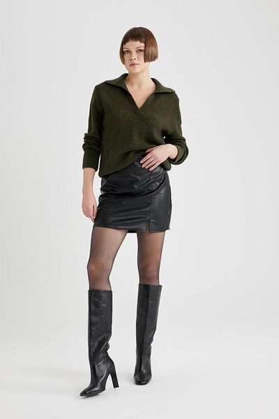 DeFacto Relax Fit Polo Neck Lace Sweater C0778ax23wn