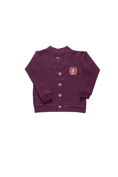 Little Yucca Organic Cotton "Home" Sweatshirt Cardigan - Plum