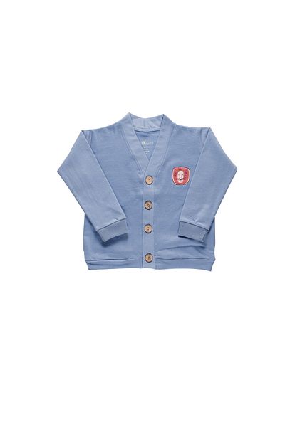 Little Yucca Light Blue Organic Cotton Sweatshirt Cardigan - "Home"