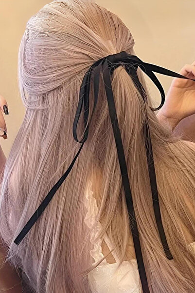 Diloshtrend Design Kadın Vintage Siyah Lastikli Fiyonk Toka