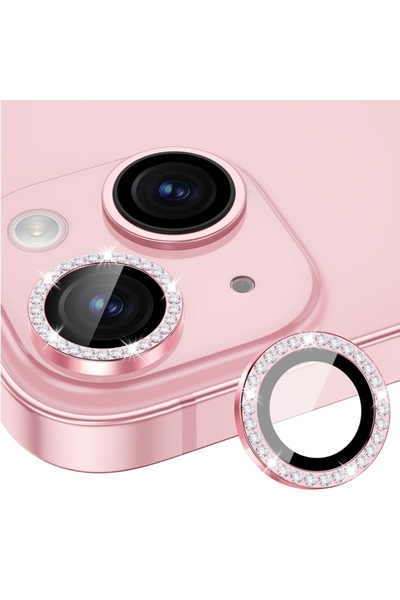 Fibaks İphone 14 / 14 Plus Ve 15 / 15 Plus Parlak Taşlı Kamera Koruma Renkli ...