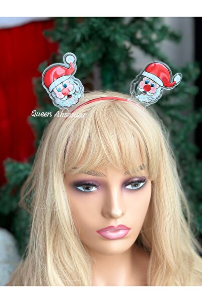 QUEEN AKSESUAR تاج عيد الميلاد الفاخر ذو الترتر الشفاف المتحرك من الساتان الأ...