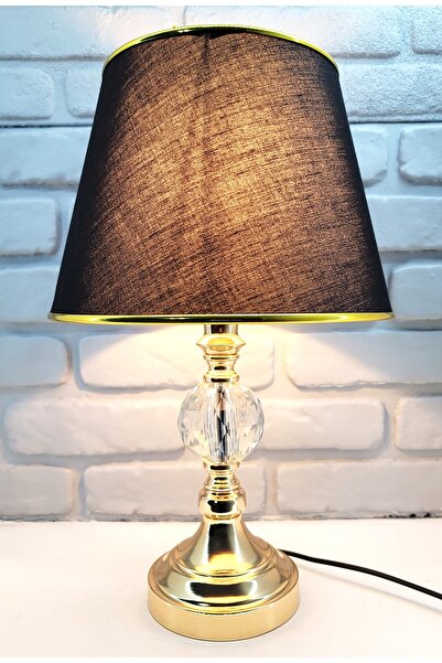 365GUNSERİSONU Gold Plated Large Crystal Stone Metal Leg Black Gold Striped F...