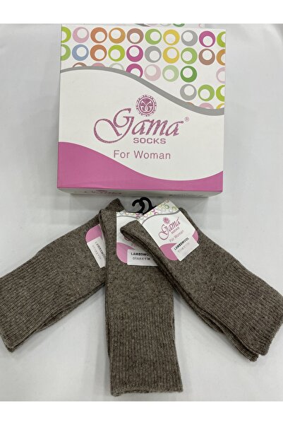 Gama Çorap 3 Pieces of Genuine Lamb Wool Elasticless (Diabetic) Thick Winter Women's Socks