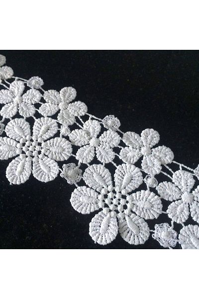 Dost Accessory Flower Patterned Edge Guipure / Lace Decoration Material / Lace Ribbon Width 7 Cm 10 Meters