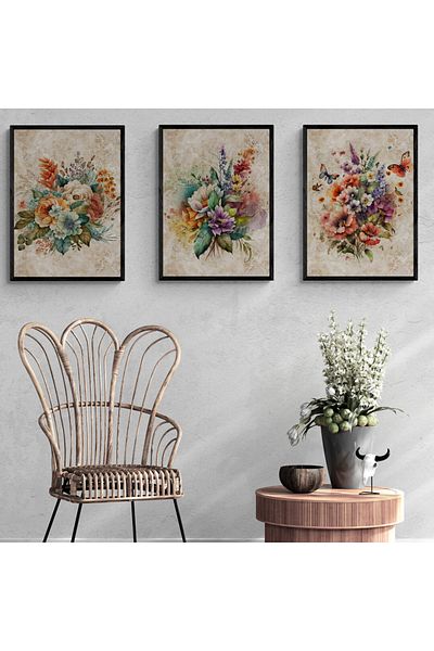 TekTablo Set de pictură înrămată, modele de pictură din 3 piese