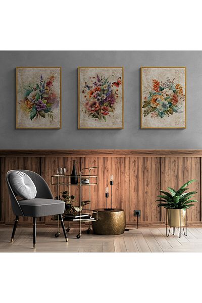 TekTablo Set de pictură înrămată, modele de pictură din 3 piese