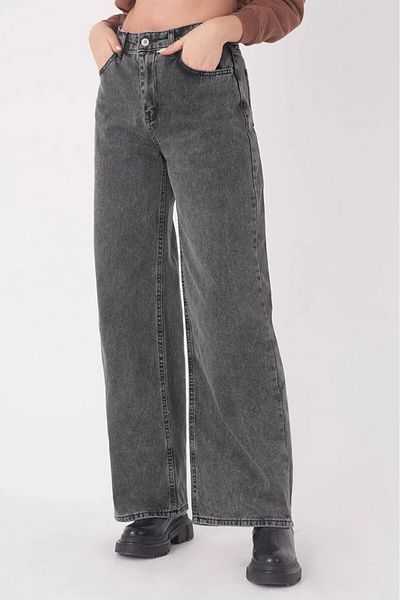 BROSERER Women's Power Lycra Women's Black High Waist Loose Leg Loose Jeans