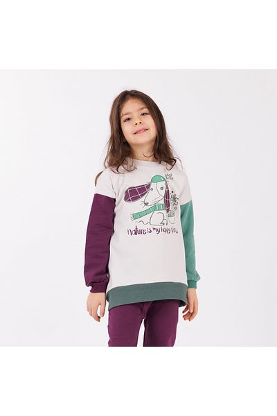 Little Yucca "Grow" Plum Colored Multicolored Organic Cotton Sweatshirt