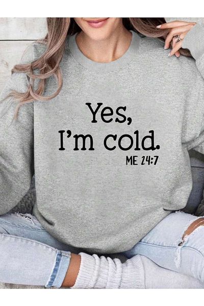 Boi Суитшърт Cold 24:7 - Сив с щампа и дебела яка