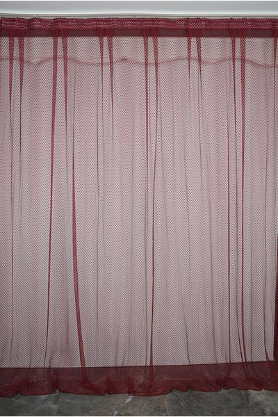 AKÇA TEKSTİL TERGAL CHECKED Claret Red COLOR SINGLE WING Ready planted Pleated Background Curtain 300*260 cm