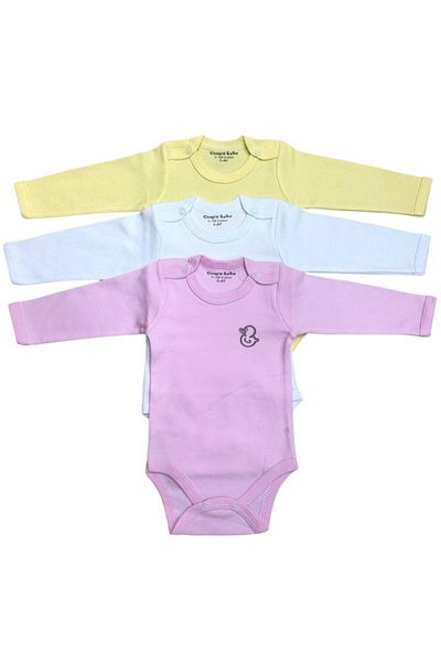 CEMRE BEBE 100% Cotton Long Sleeve 3 Pieces Snap-On Bodysuit Badi
