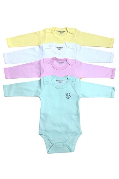 CEMRE BEBE %100 Pamuklu Uzun Kollu 4 Adet Çıtçıtlı Zıbın Badi