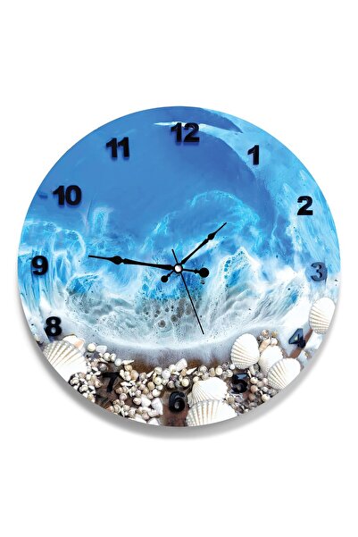 EMYA HOME ساعة شاطئ البحر الزجاجية - 40 سم