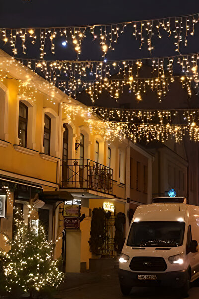 Hazar Led 2m Saçak Led 144 Ledli Eklenebilir Ip65 Dış Mekan Gün Işığı Beyaz Flaşlı Led Işık Yılbaşı Ev Süsleme