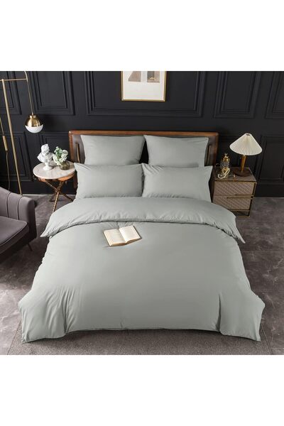 EIFIN Cotton Duvet Cover Set with Double Sheet 100% Cotton Ranforce LIGHT GRAY