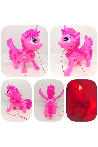 admay Unicorn Sesli İpli Işıklı Yürüyen Unicorn Oyuncak 18CM