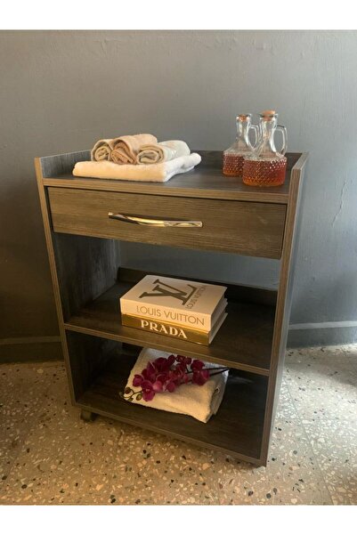 BYARZUDESIGN Tekerlekli Çekmeceli Etejer (ANTRASİT)