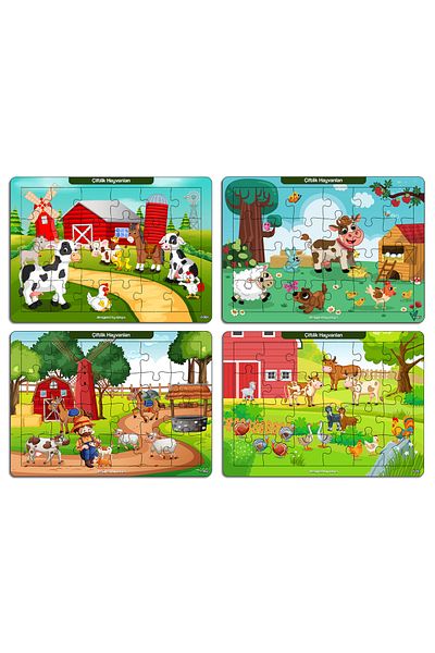 kutuTR Notpa Kids Educational and Educational Wooden 24 Piece Colorful Puzzle Cute Animals Set of 4 16