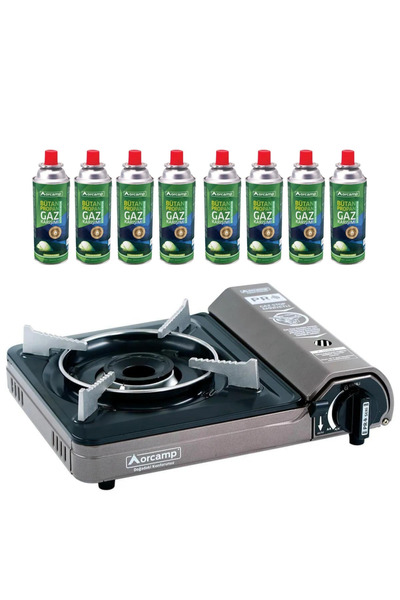 Orcamp Portatif Kamp Ocağı - Gaz Stop Emniyetli 8 Adet - 227 Kartuş - GRİ