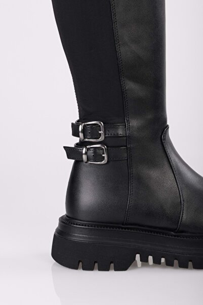 Shoeberry Dámské elastické boty Jaffa Black s tlustou podrážkou