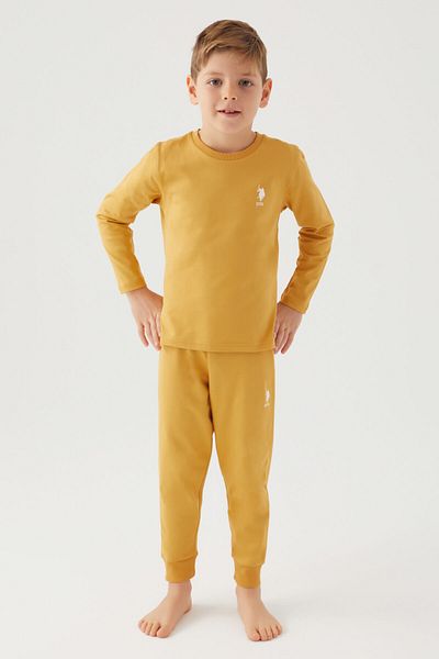 U.S. Polo Assn. Set de pijamale galbene cu mâneci lungi pentru băiat