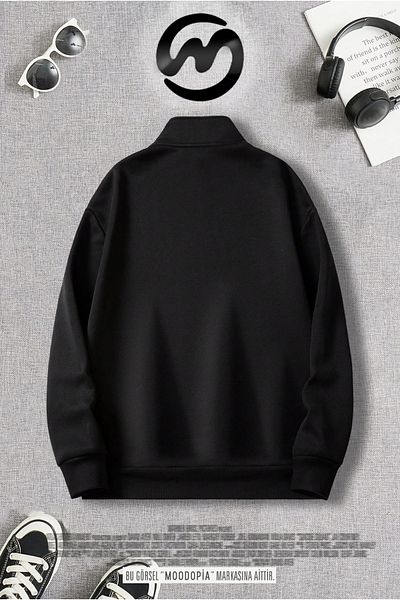 Moodopia Half Zipper Glass Printed Sweatshirt