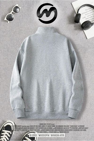 Moodopia Half Zipper High Collar Unisex Sweatshirt