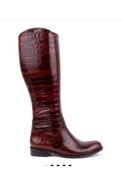 VİNİCCİ AYAKKABI Kadın Hakiki Deri Krokodil Baskı Taba Çizme