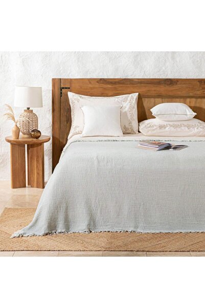 QUI TUTTO HOME LIVING 200x220 Cm Çift Kişilik %100 Pamuk Müslin Yeşil Yatak Örtüsü