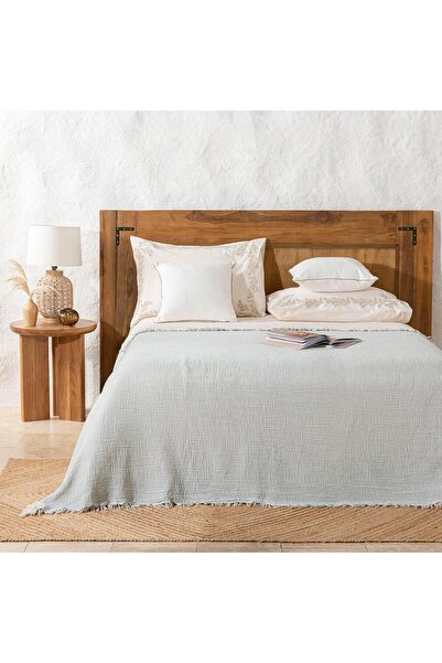 QUI TUTTO HOME LIVING 200x220 Cm Çift Kişilik %100 Pamuk Müslin Yeşil Yatak Örtüsü