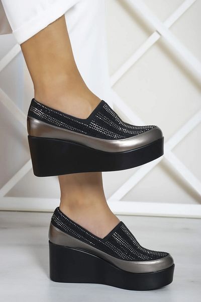 Erkan Saçmacı Roxana Platinum Vegan Stone Stretch Pantofi cu toc