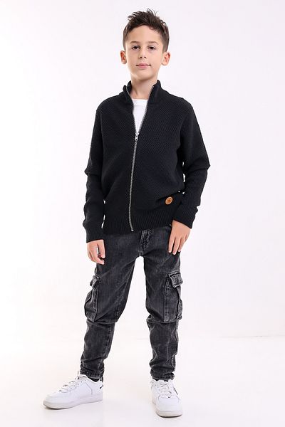 Matte Monaco male child black knitwear cardigan
