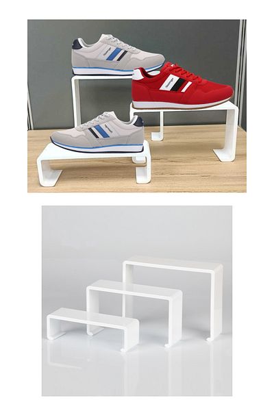 Manken İstanbul 3 τεμάχια Plexi White Graduated Shoe Rack & Shoe Display Stand & Organizer Rack