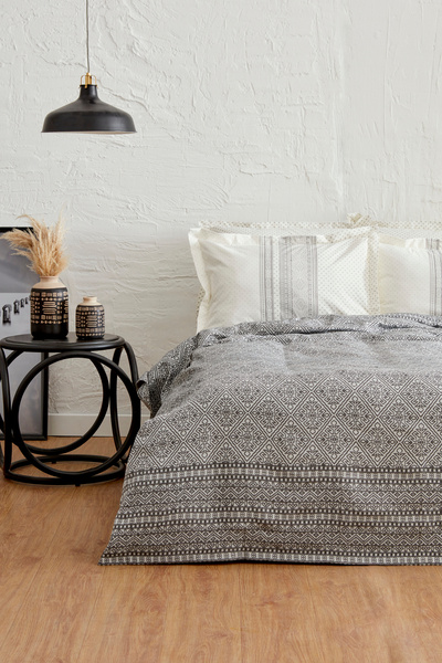 Karaca Home Tila Çift Kişilik Yatak Örtüsü Çarşaf Takımı Antrasit