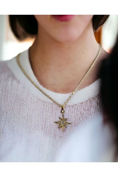 Mixperi Zircon Stone Yellow Sun Necklace Sun Pattern Necklace