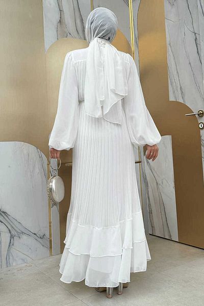 Bym Fashion Φόρεμα με πλισέ με λεπτομέρεια 3836 εκρού