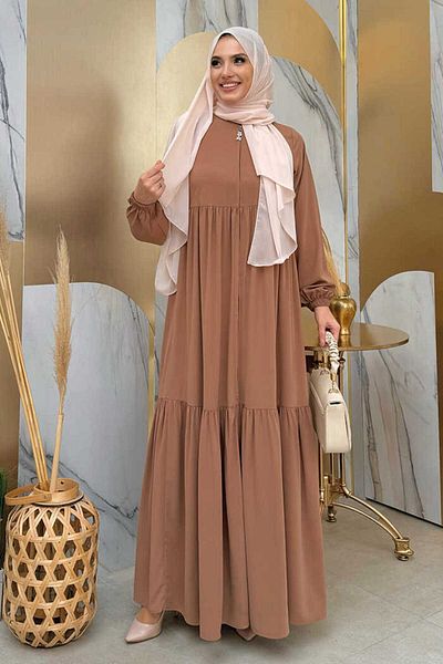 Bym Fashion Φόρεμα βολάν BYM1 Mink