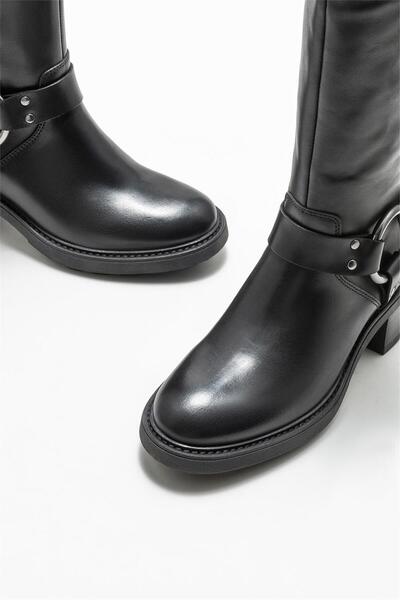 Elle Shoes Siyah Deri Kadın Günlük Bot