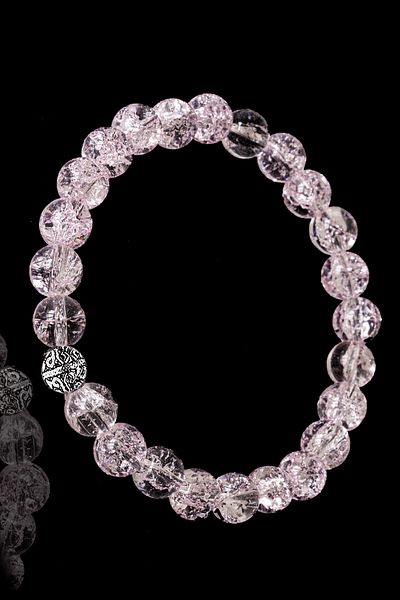 Tesbih Atölyesi Certified Light Pink Najaf Stone Bracelet - With Silver Device