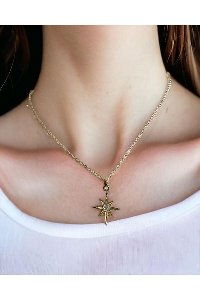 Mixperi Zircon Stone Yellow Sun Necklace Sun Pattern Necklace