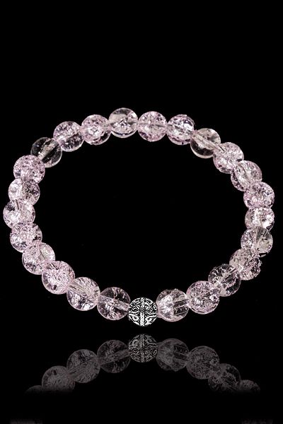 Tesbih Atölyesi Certified Light Pink Najaf Stone Bracelet - With Silver Device