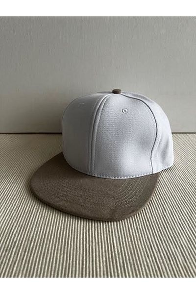 CosmoOutlet Two-Color Basic Adjustable Beige-White Hip Hop Cap With Back
